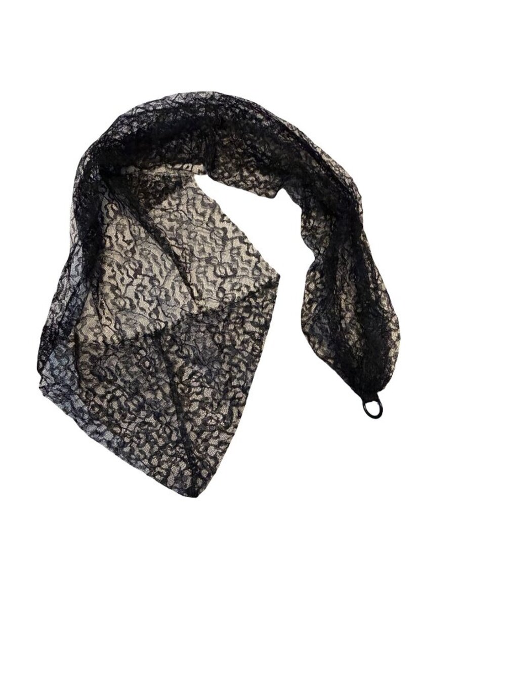 Vintage Black Lace Mantilla Chapel Veil Scarf Head Covering Sheer Floral Lace 45